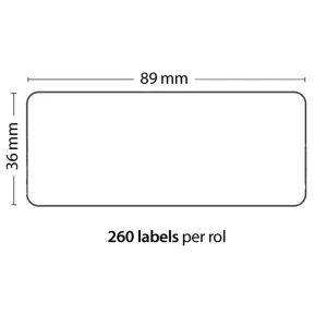 Rull 260 Dymo 99012 ühilduvat kleebisetiketti suuruses 89x36mm