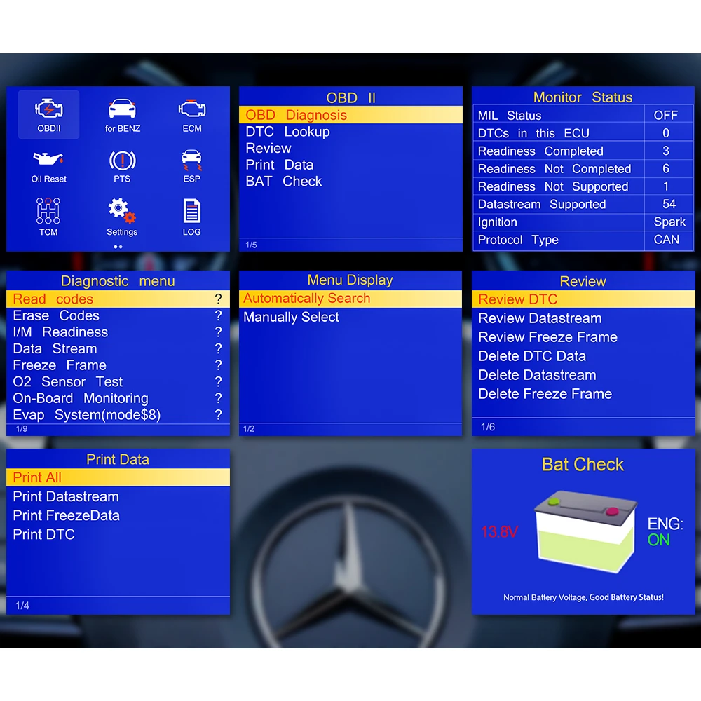 Scanner Konnwei KW460 mostrando datos en tiempo real en pantalla