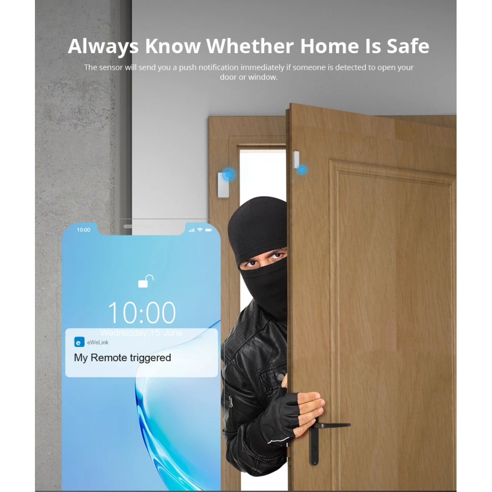 SONOFF DW2 RF juhtmevaba ukse- ja aknaandur koduvalvesüsteemile