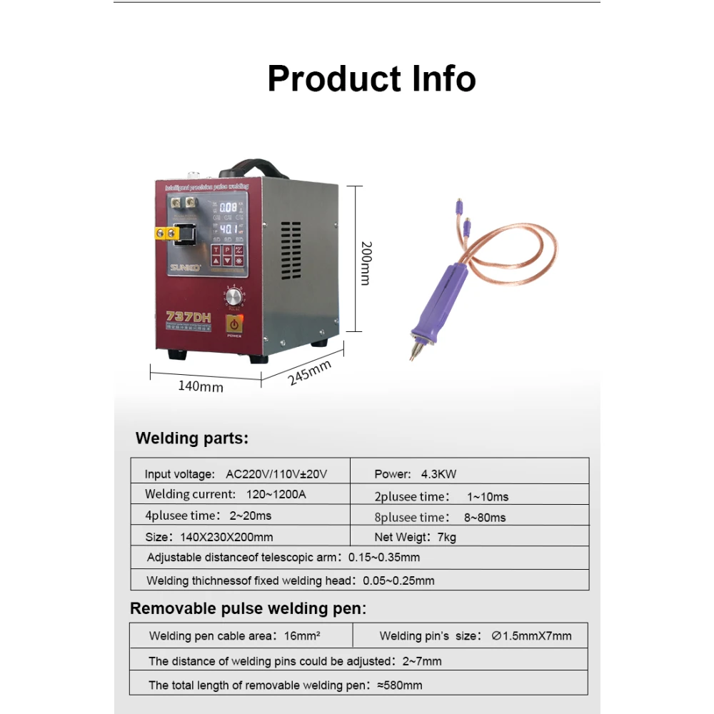 Sunkko 737DH punktkeevitusseade liitiumakude ehitamiseks 18650 14500 21700