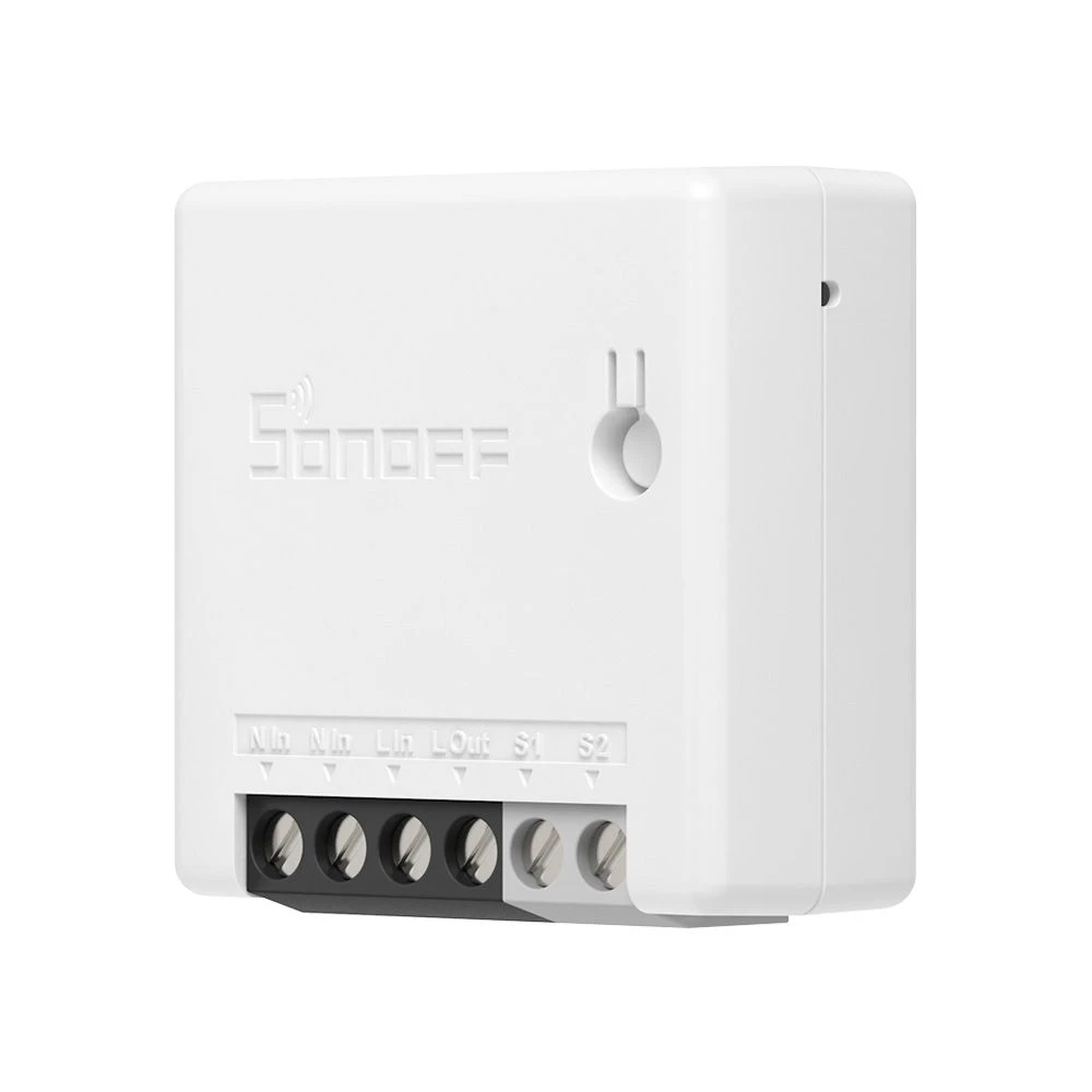 Vista lateral del interruptor inteligente SONOFF ZBMINI compatible con Google Home