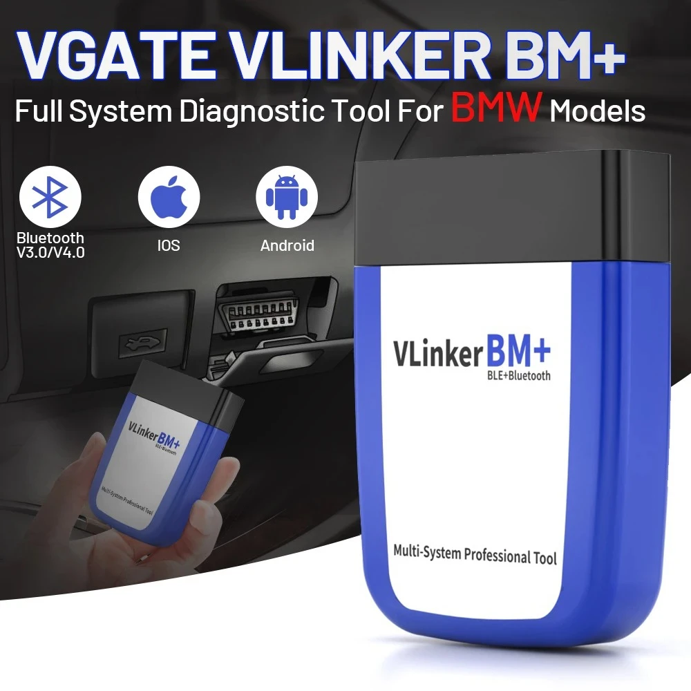 Vgate vLinker BM+ OBD2 Bluetooth skanner BMW ja MINI jaoks