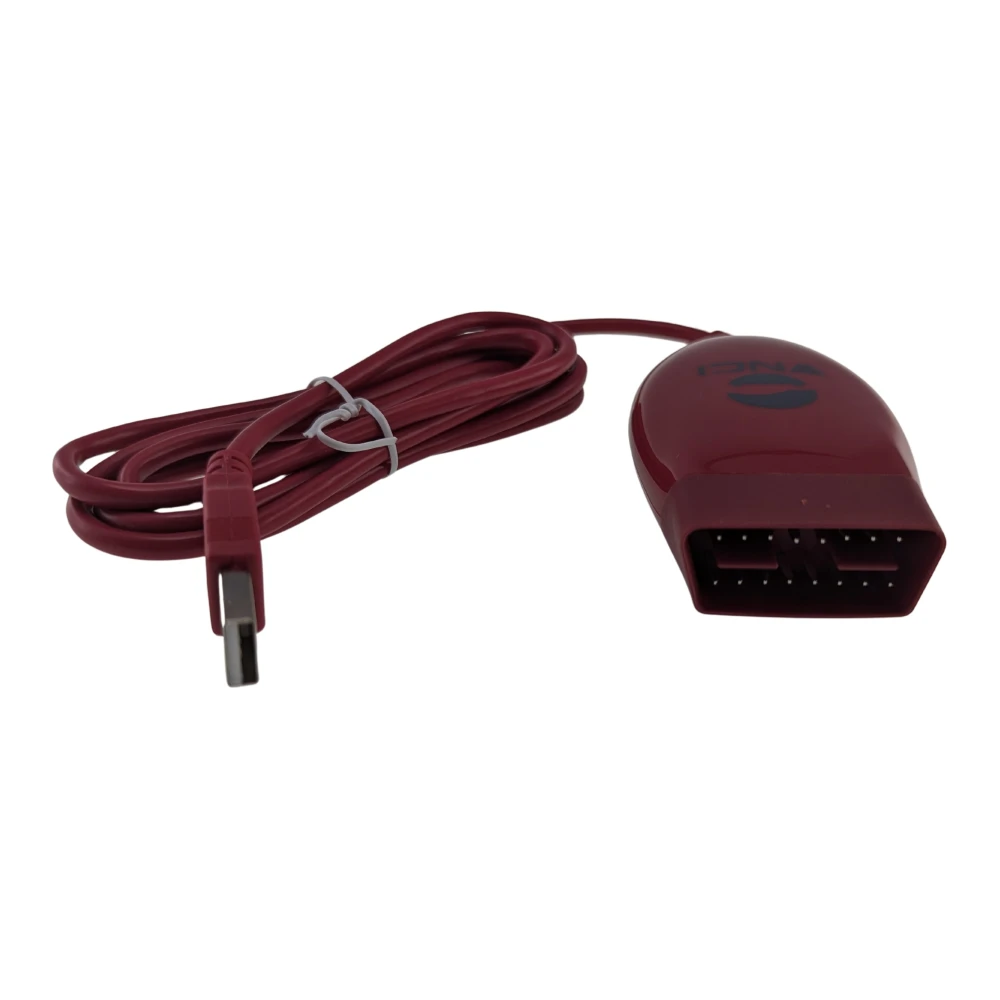 Vista frontal del cable VNCI J2534 Nano para diagnóstico y reprogramación