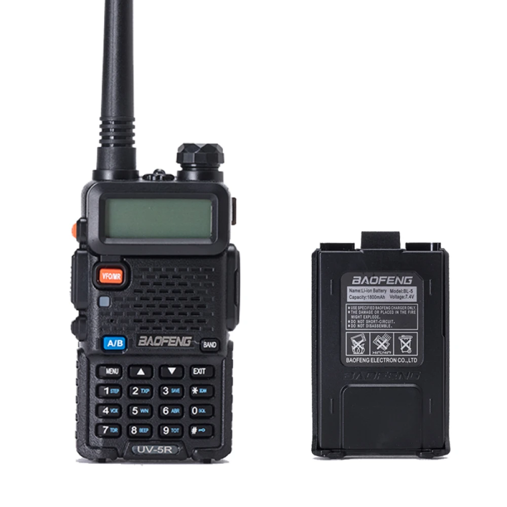 Baofeng UV-5R 8W raadiosaatja kõrvaklapiga ja VHF/UHF dual band