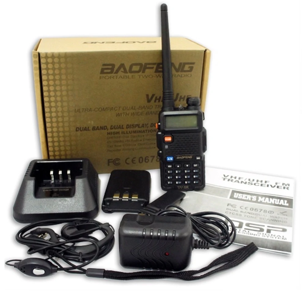 Baofeng UV-5R 8W raadiosaatja kõrvaklapiga ja VHF/UHF dual band