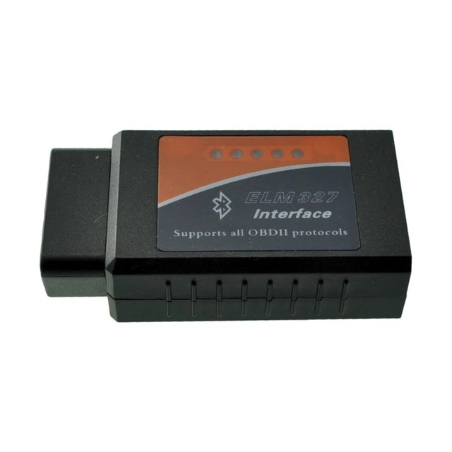 Must ELM327 Bluetooth v1.5 adapter oranži sildi ja 16-kontaktilise OBD2-pistikuga